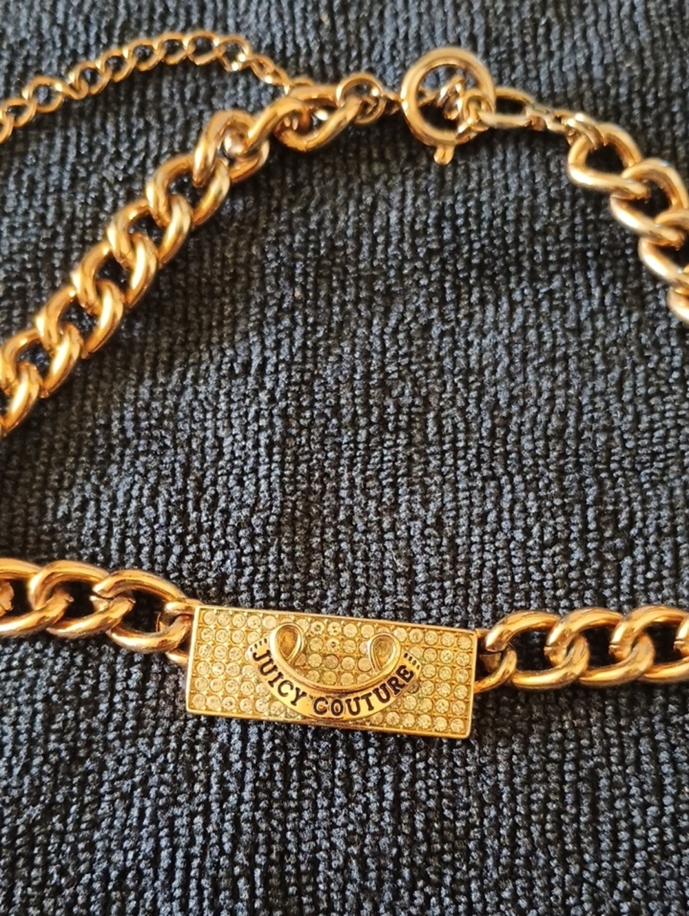 Juicy Couture Gold Crystal Logo Chain Necklace